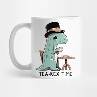 Cute funny tea lover dinosaur pun. Mug